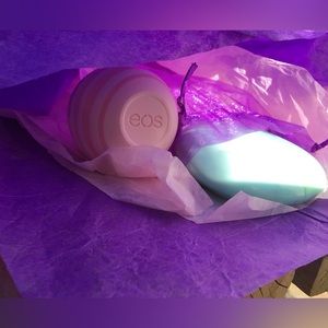 Well you probably know what it’s Eos lip balm sent is Vanilla ,lotion to gather